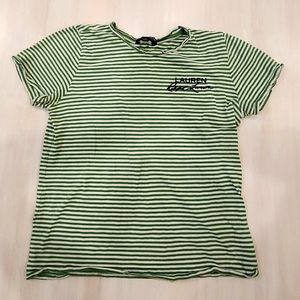 Lauren Ralph Lauren Green and white striped t-shirt